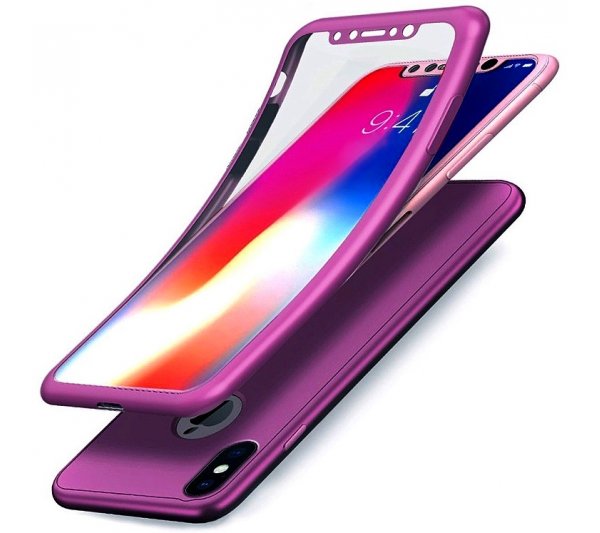 360° kryt Mate silikónový iPhone X, XS - fialový